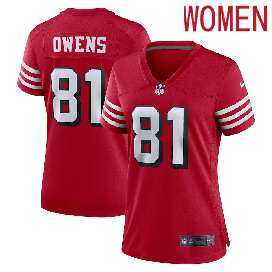 Women San Francisco 49ers #81 Terrell Owens Nike Scarlet Alternate Game NFL Jersey